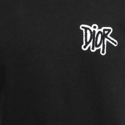 مملوكة مسبقًا Dior Black Cotton Logo Embroidered Oversized T-Shirt M
