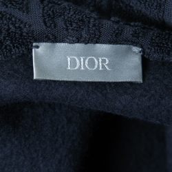 Dior Homme Navy Blue Dior Oblique Jacquard Terry Cotton Hooded Sweatshirt XXL