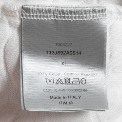 Pre Owned Dior White Oblique Patterned Cotton Half Sleeve T-Shirt XL