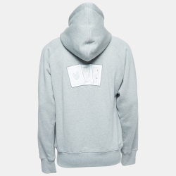 Pre Owned Dior Homme Grey Logo Embroidered Cotton Hoodie L