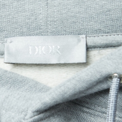 Pre Owned Dior Homme Grey Logo Embroidered Cotton Hoodie L