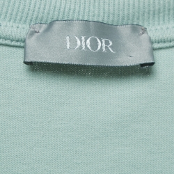 Pre Owned Dior Homme Pastel Green Logo Embroidered Cotton Crew Neck T-Shirt M