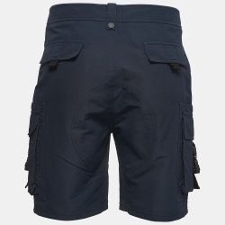 Pre Owned Dior Homme Navy Blue Nylon Blend Buckle Detailed Shorts S