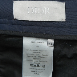 Pre Owned Dior Homme Navy Blue Nylon Blend Buckle Detailed Shorts S