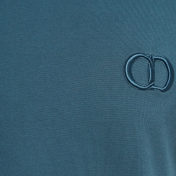 Pre Owned Dior Homme Teal Blue CD Embroidered Cotton Half Sleeve T-Shirt L