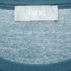 Pre Owned Dior Homme Teal Blue CD Embroidered Cotton Half Sleeve T-Shirt L