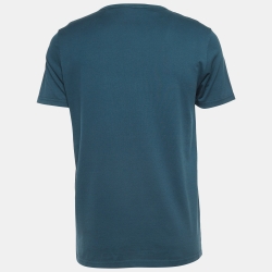 Pre Owned Dior Homme Teal Blue CD Embroidered Cotton Half Sleeve T-Shirt L