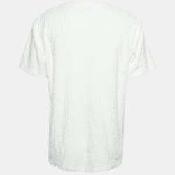 Pre Owned Dior Homme White Logo Jacquard Knit Cotton T-Shirt L