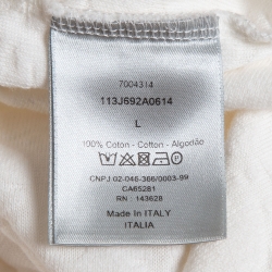 Pre Owned Dior Homme White Logo Jacquard Knit Cotton T-Shirt L