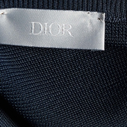 Dior Homme Midnight Blue/Pink Logo Knit Crew Neck T-Shirt S