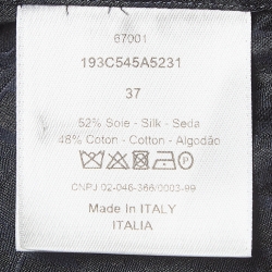 Pre Owned Dior Navy Blue Monogram Patterned Silk Blend Buttoned Up Shirt XXS