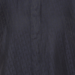 Pre Owned Dior Navy Blue Monogram Patterned Silk Blend Buttoned Up Shirt XXS