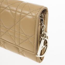 Pre Owned Christian Dior Beige Cannage Lambskin 'Lady Dior' Continental Wallet