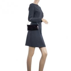 Pre Owned Dior Amethyste Patent Logo Embossed 'Ultimate' Continental Chain Wallet