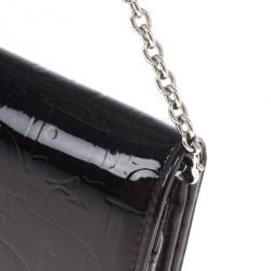 Pre Owned Dior Amethyste Patent Logo Embossed 'Ultimate' Continental Chain Wallet