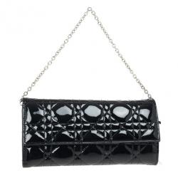 مملوكة مسبقًا Christian Dior Lady Dior Patent Cannage Rendez-Vous Chain Wallet
