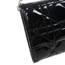 مملوكة مسبقًا Christian Dior Lady Dior Patent Cannage Rendez-Vous Chain Wallet