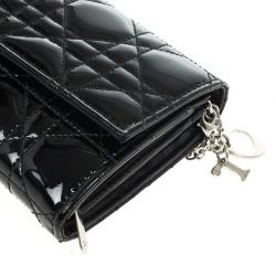 مملوكة مسبقًا Christian Dior Lady Dior Patent Cannage Rendez-Vous Chain Wallet
