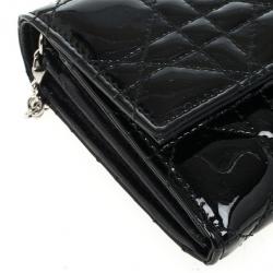 مملوكة مسبقًا Christian Dior Lady Dior Patent Cannage Rendez-Vous Chain Wallet