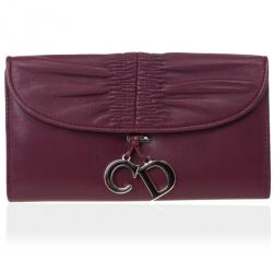 Pre Owned Christian Dior Burgundy Leather 'Karenina' Wallet
