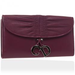 Pre Owned Christian Dior Burgundy Leather 'Karenina' Wallet