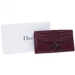 Pre Owned Christian Dior Burgundy Leather 'Karenina' Wallet