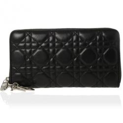 Pre Owned Christian Dior Lady Dior Voyageur Cannage Wallet