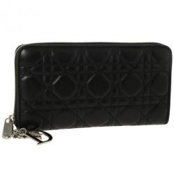 Pre Owned Christian Dior Lady Dior Voyageur Cannage Wallet