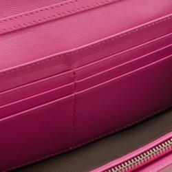 Pre Owned Christian Dior Pink Patent Cannage 'Lady Dior’ Continental Wallet