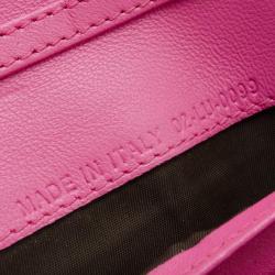 Pre Owned Christian Dior Pink Patent Cannage 'Lady Dior’ Continental Wallet