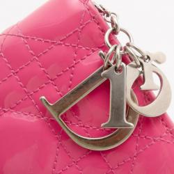 Pre Owned Christian Dior Pink Patent Cannage 'Lady Dior’ Continental Wallet