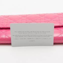 Pre Owned Christian Dior Pink Patent Cannage 'Lady Dior’ Continental Wallet