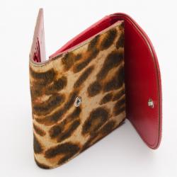 مملوكة مسبقًا Dior Leopard Print Pony Hair Wallet