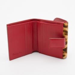 مملوكة مسبقًا Dior Leopard Print Pony Hair Wallet