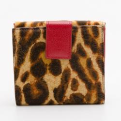 مملوكة مسبقًا Dior Leopard Print Pony Hair Wallet