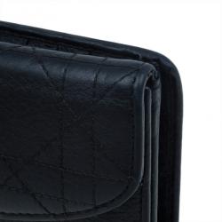 Pre Owned محفظة ديور حلية D جلد كاناج سوداء