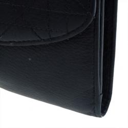 Pre Owned محفظة ديور حلية D جلد كاناج سوداء