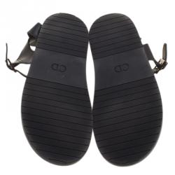 Pre Owned Dior Homme Black Leather Toe Ring Cross Strap Sandals Size 43.5