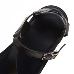 Pre Owned Dior Homme Black Leather Toe Ring Cross Strap Sandals Size 43.5