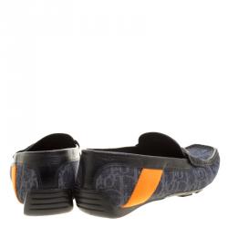 Dior Blue/Black Monogram Fabric and Leather Loafers Size 40