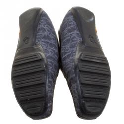 Dior Blue/Black Monogram Fabric and Leather Loafers Size 40
