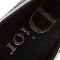 Dior Blue/Black Monogram Fabric and Leather Loafers Size 40