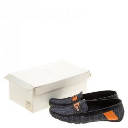 Dior Blue/Black Monogram Fabric and Leather Loafers Size 40