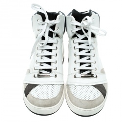 Pre Owned Dior Homme Tri Color Leather High Top Sneakers Size 39.5
