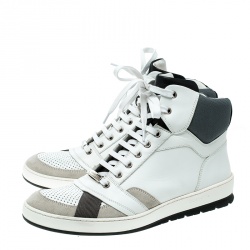 Pre Owned Dior Homme Tri Color Leather High Top Sneakers Size 39.5