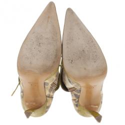 مملوكة مسبقًا Dior Green Ostrich Leopard Print Lace-Up Knee Boots Size 37.5