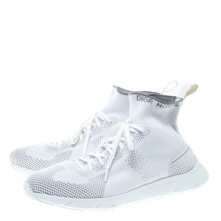 Pre Owned Dior White/ Grey Knit B21 Socks High Top Sneakers Size 42