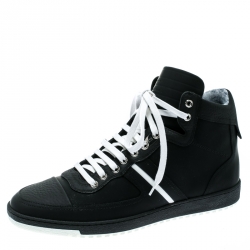 Pre Owned Dior Homme Monochrome Leather High Top Sneakers Size 42.5