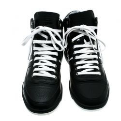 Pre Owned Dior Homme Monochrome Leather High Top Sneakers Size 42.5