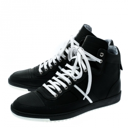 Pre Owned Dior Homme Monochrome Leather High Top Sneakers Size 42.5